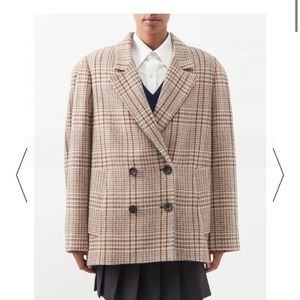 Miu miu Oversized double-breasted check wool-tweed jacket